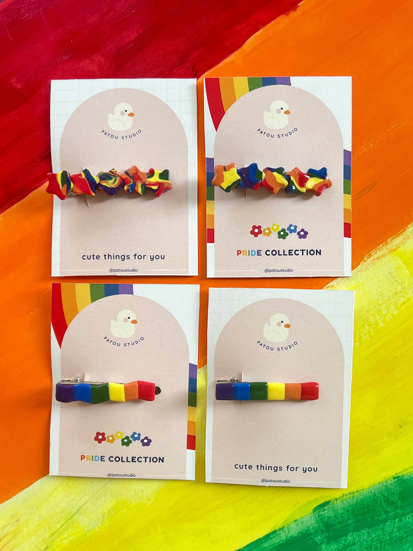 rainbow pride flag hair clips