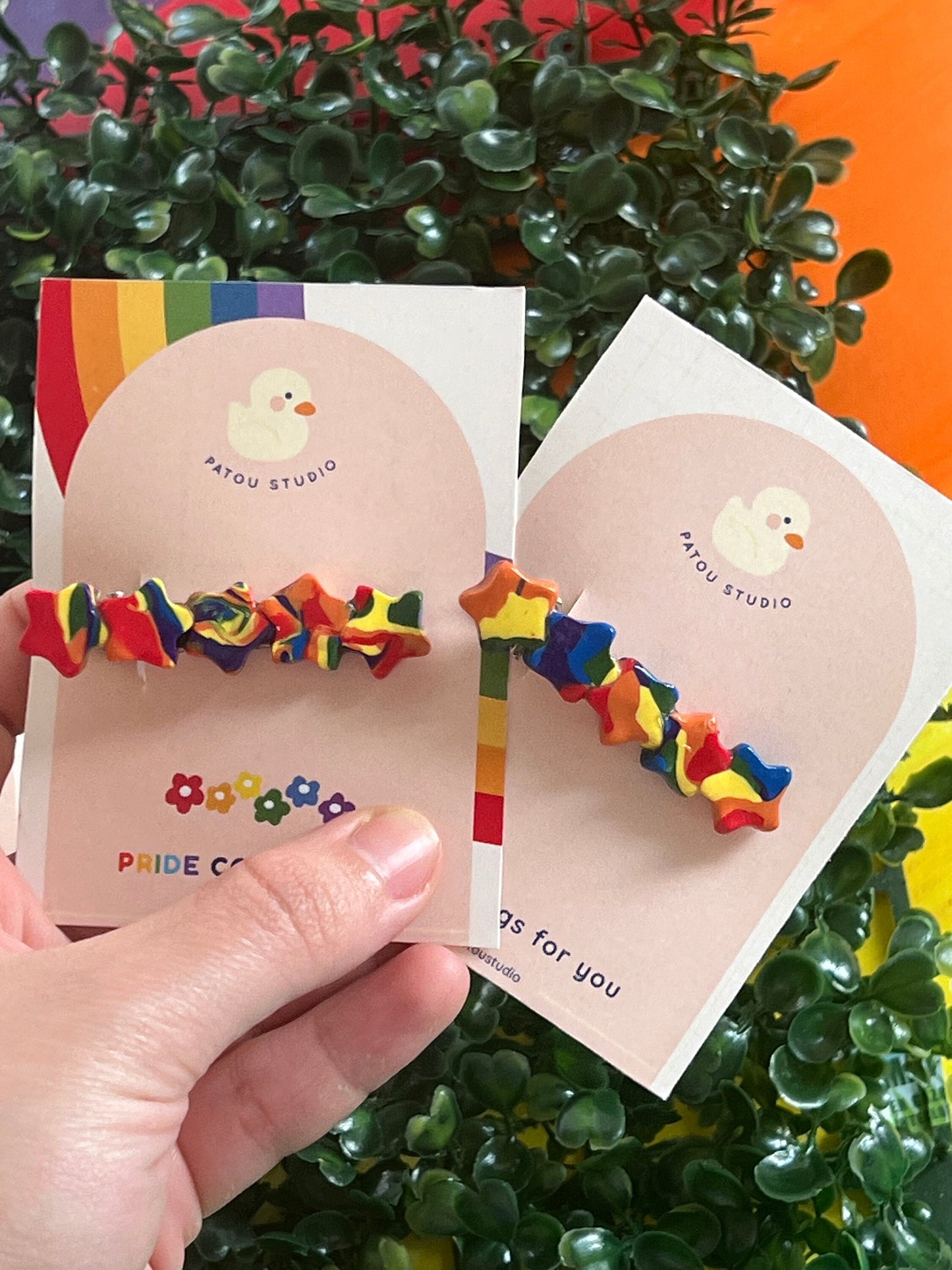 rainbow pride flag hair clips