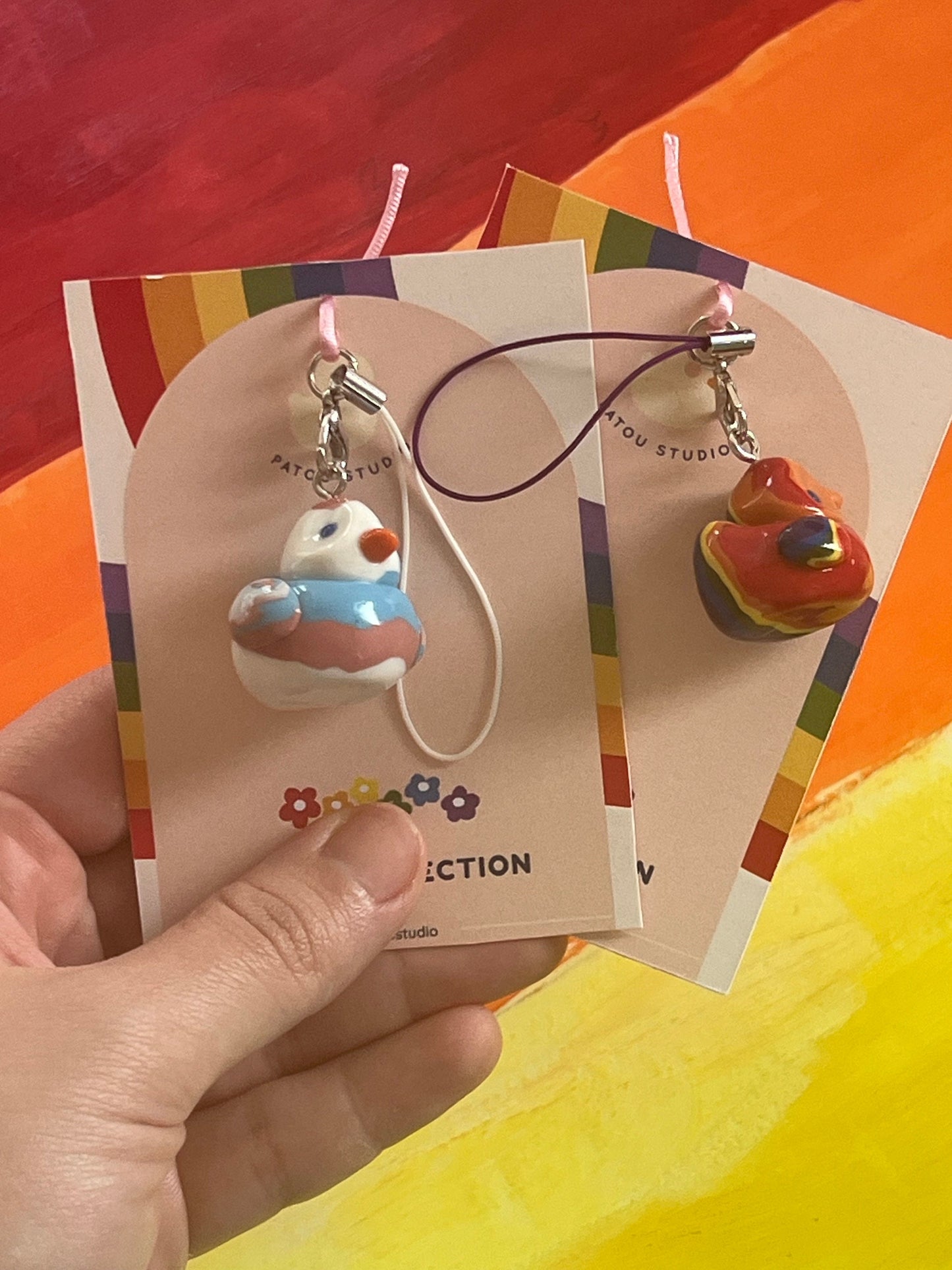 trans pride duck patou phone charm