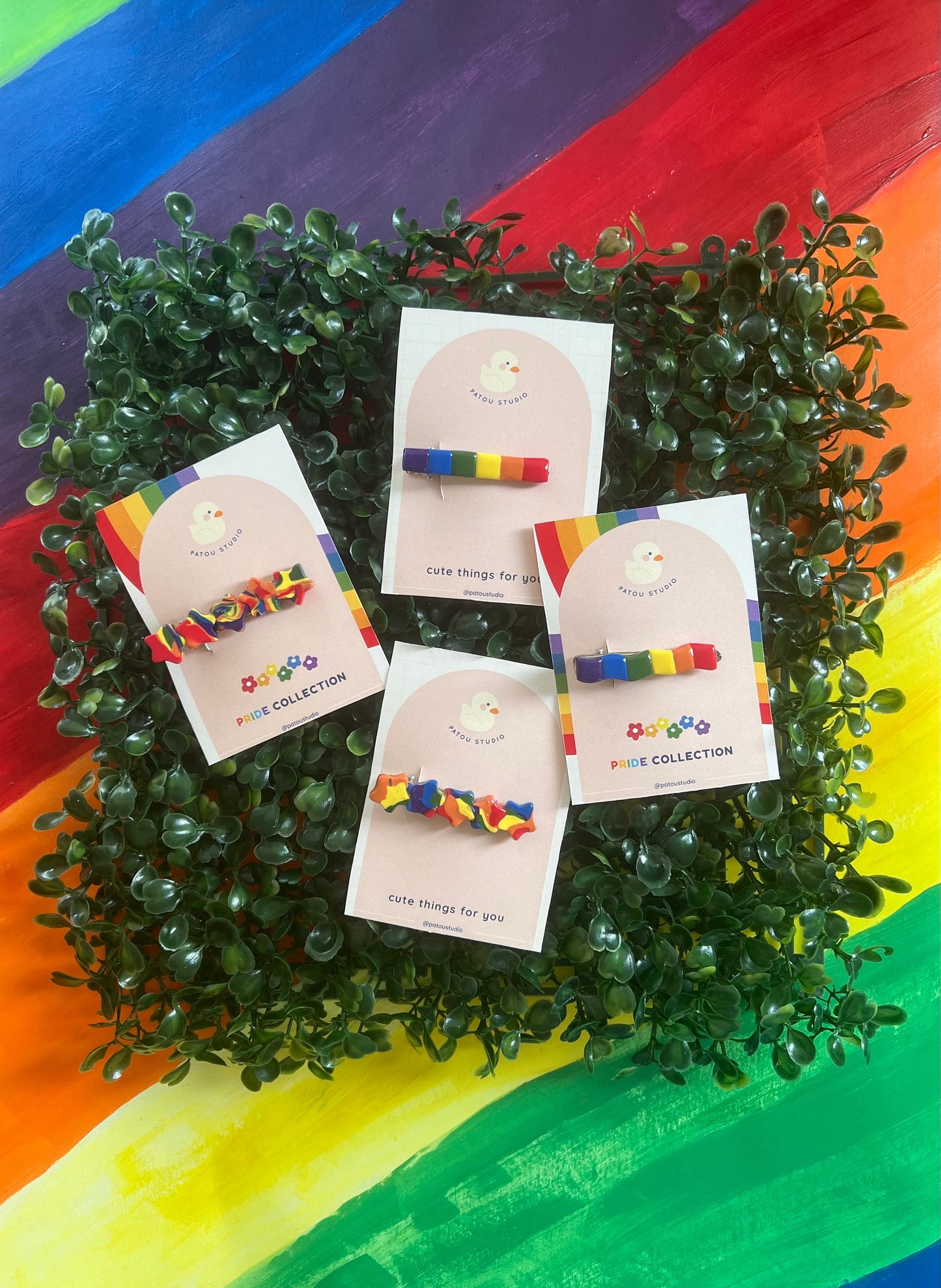 rainbow pride flag hair clips