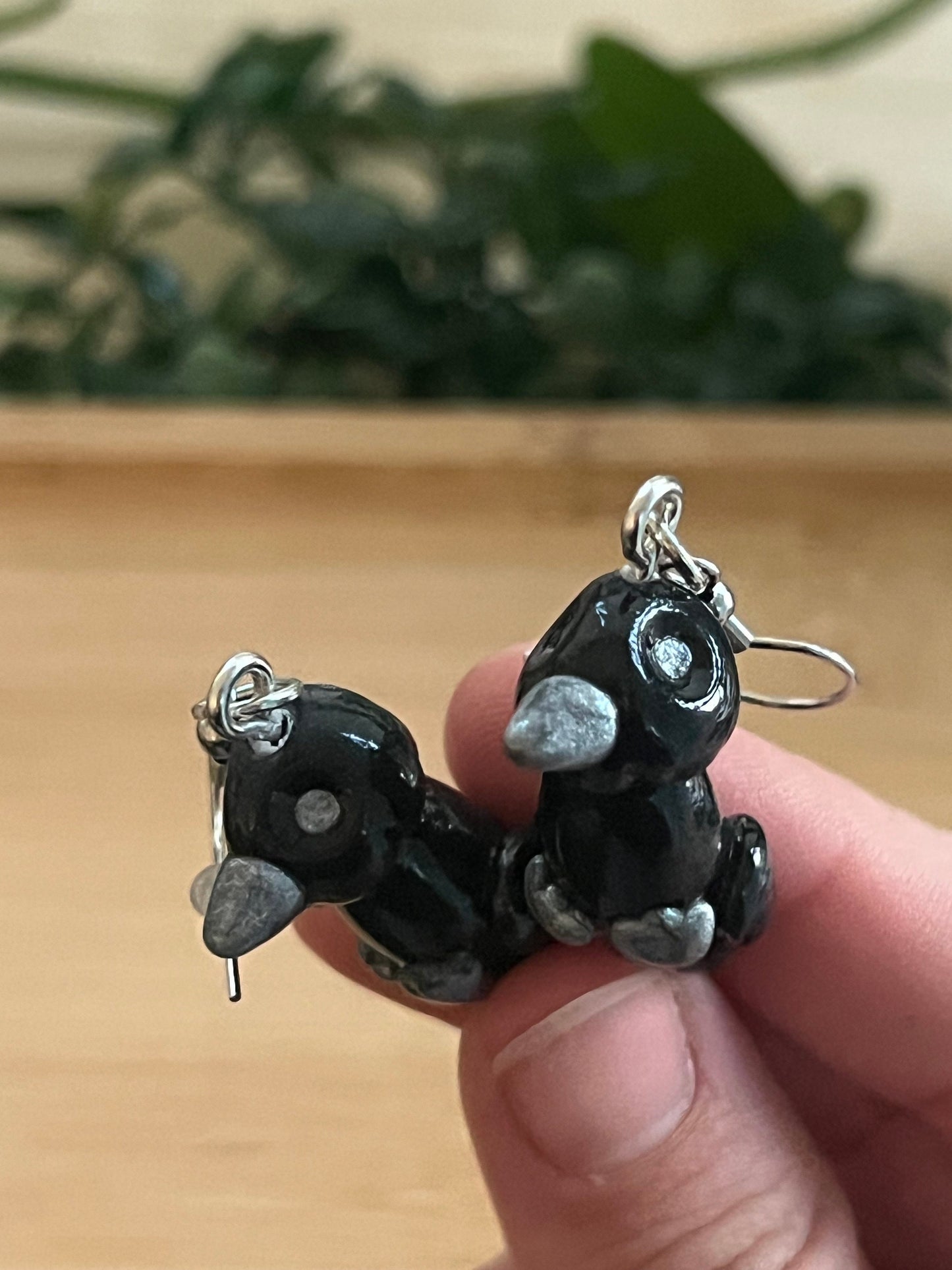 tiny cauldron, crow ara, 'not so spooky' miniatures stainless steel dangle earrings