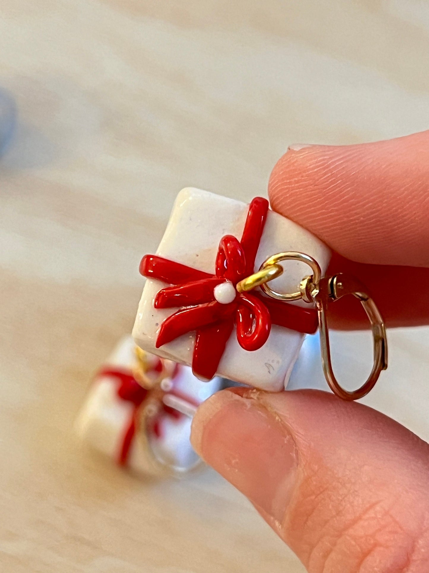 miniature gift box dangle earrings