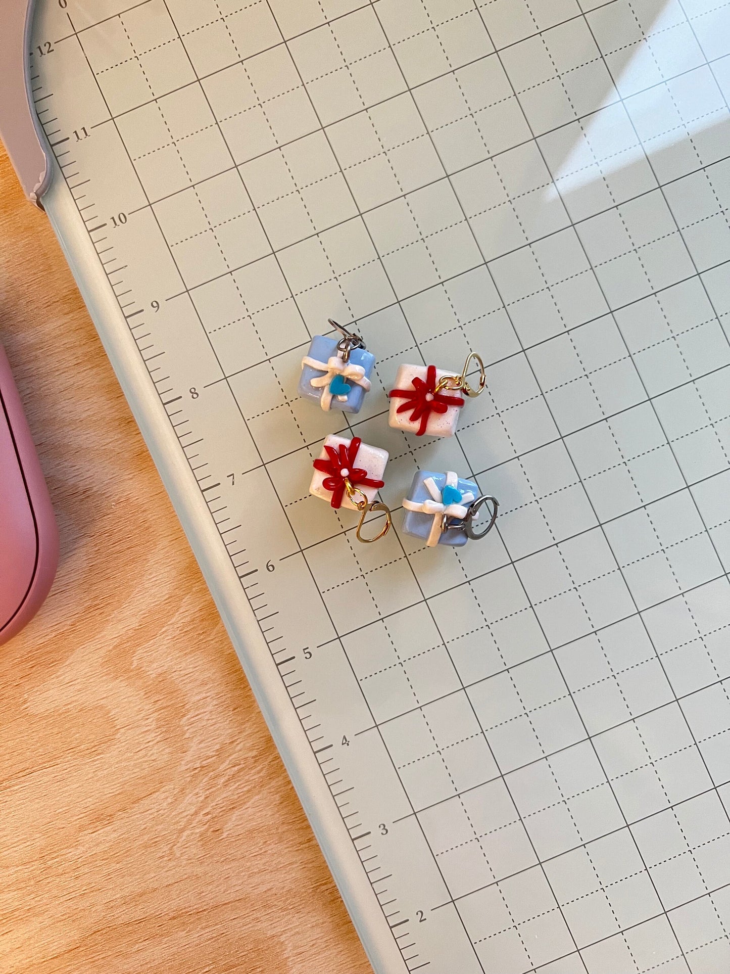 miniature gift box dangle earrings