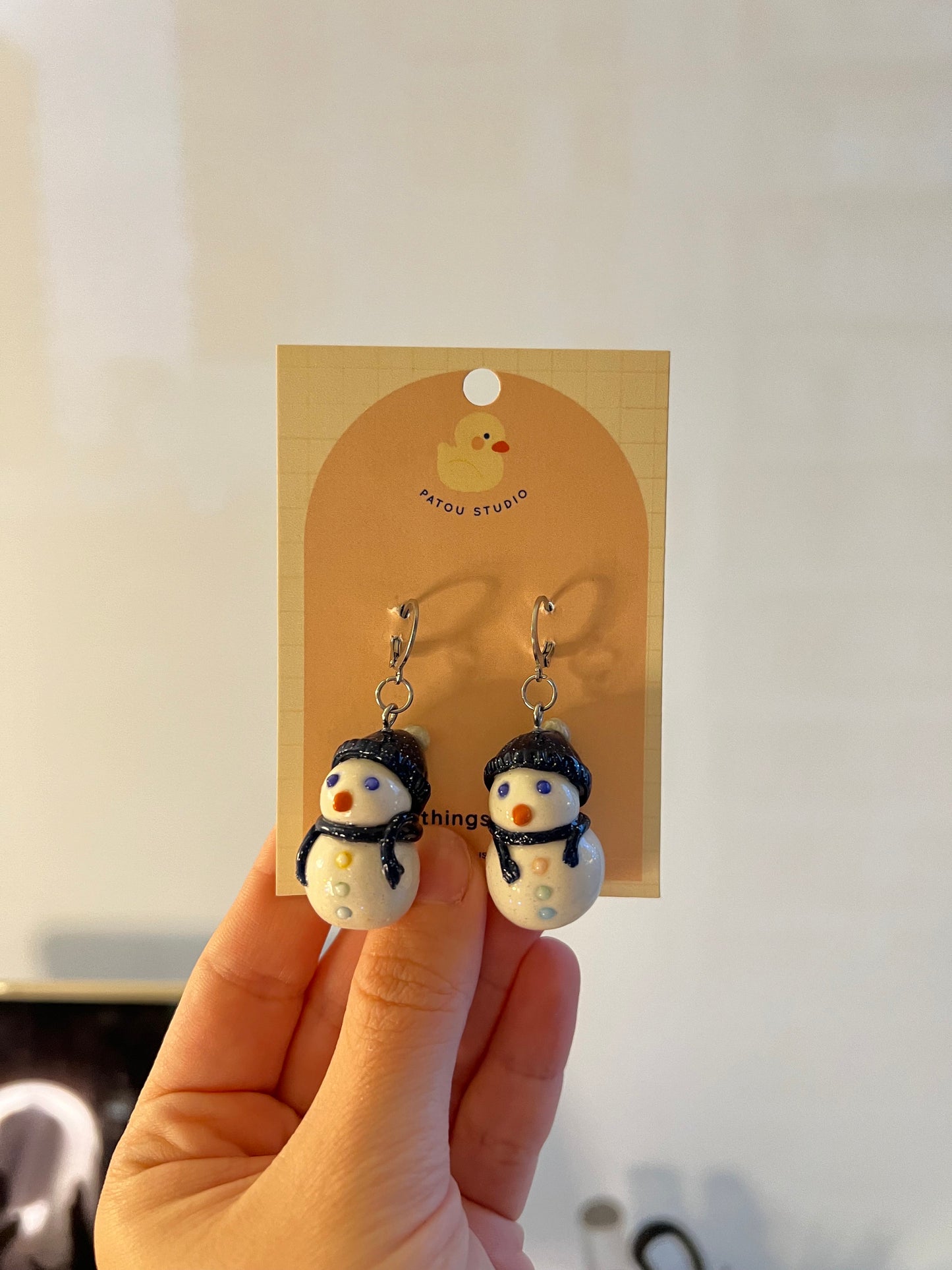 snowman dangle earrings