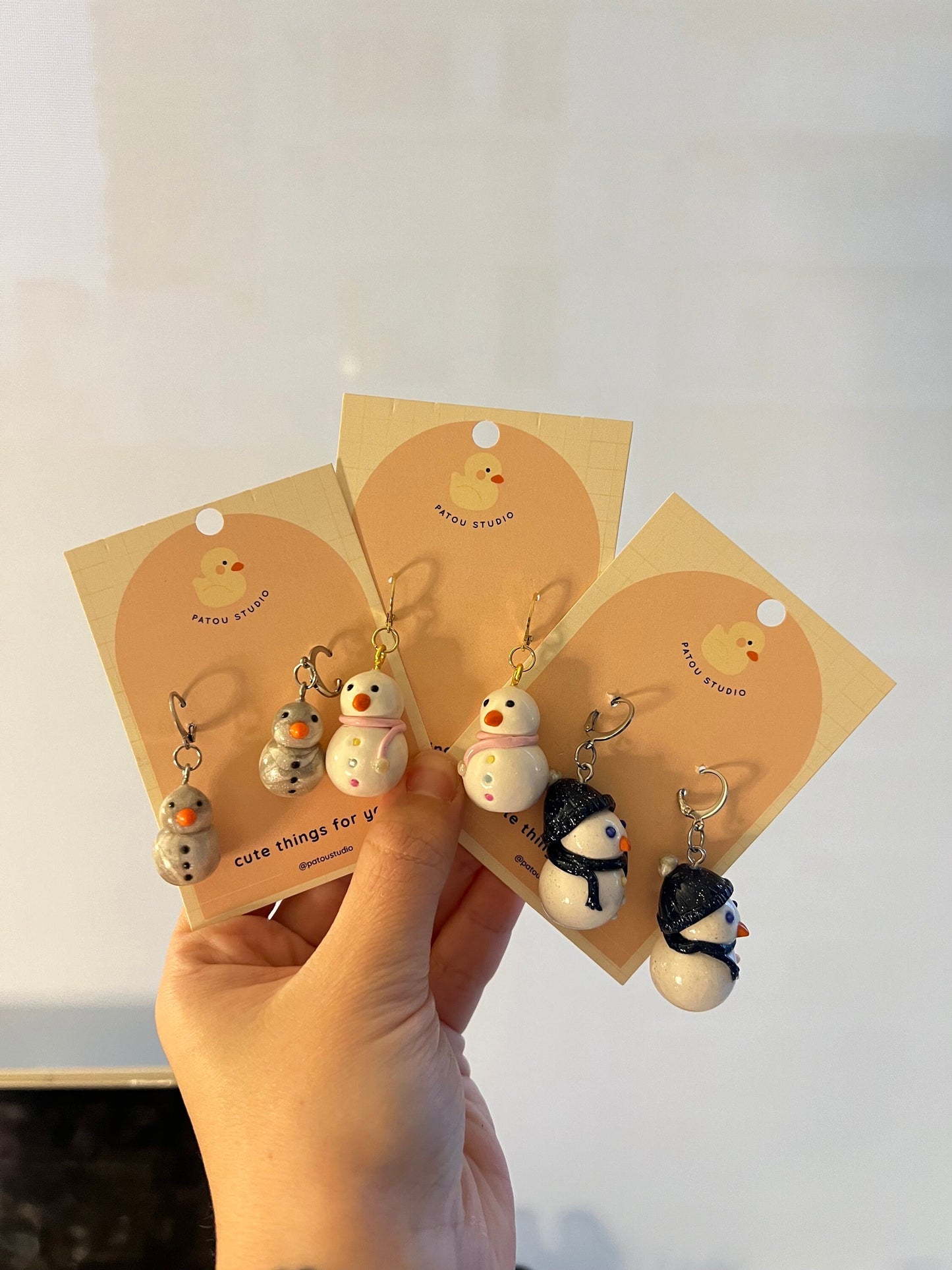 snowman dangle earrings