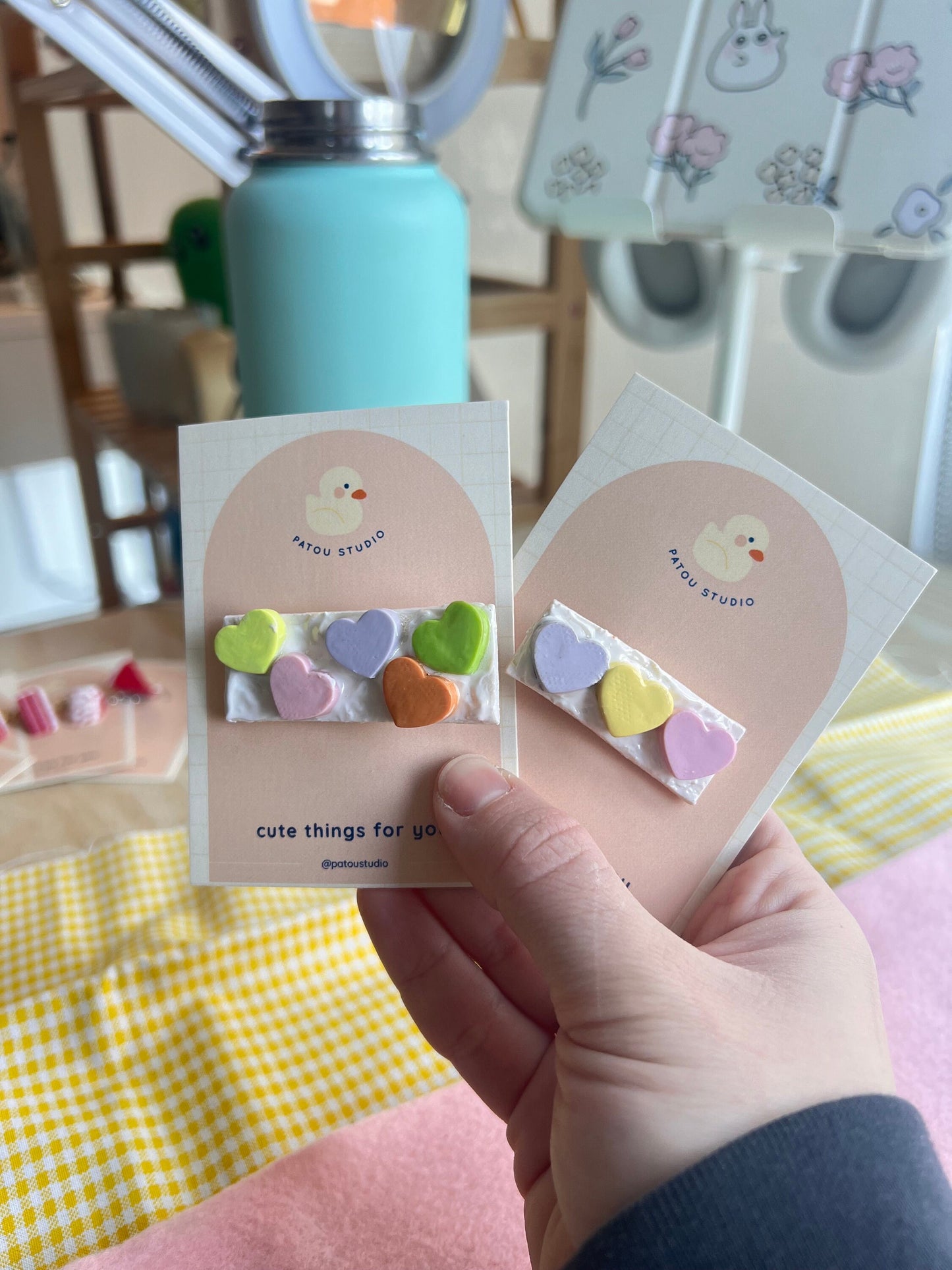 pastel candy hearts hair clip