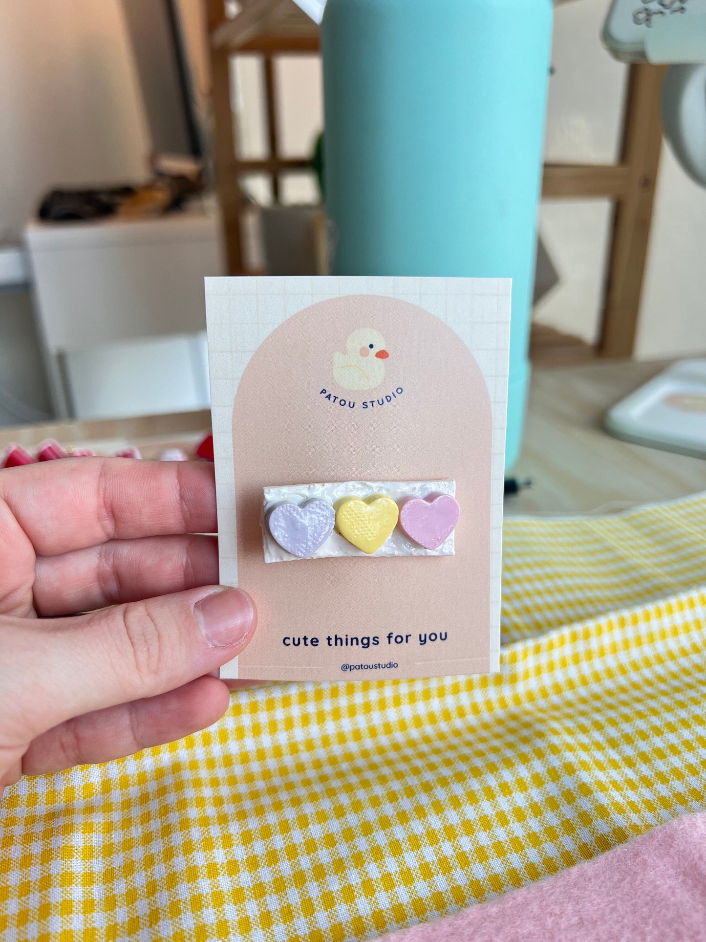 pastel candy hearts hair clip