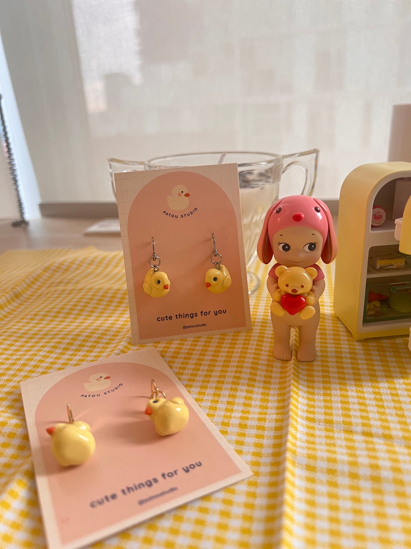 miniature baby patou dangle earrings
