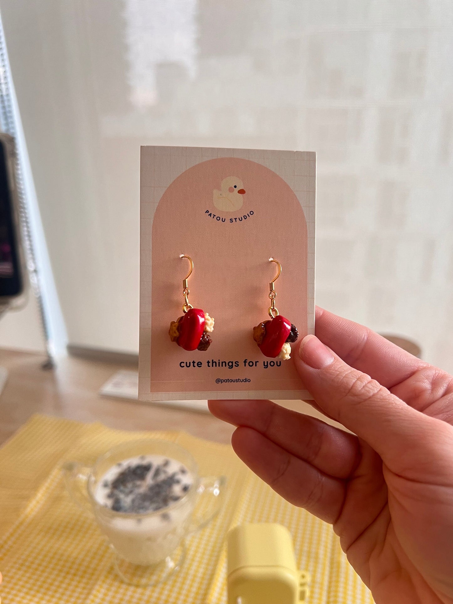 brigadeiros box heart dangle earrings