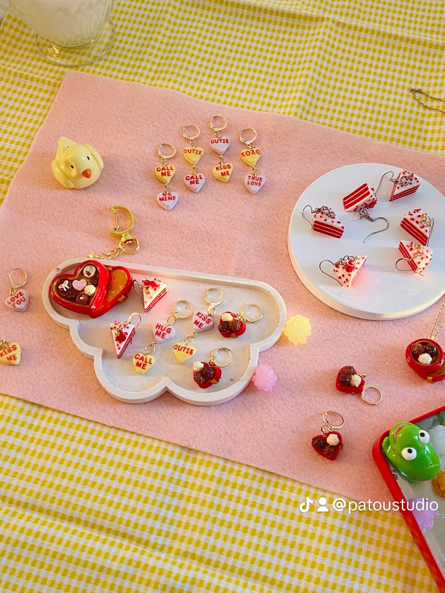 red velvet cake dangle earrings