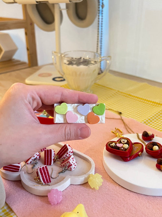 pastel candy hearts hair clip
