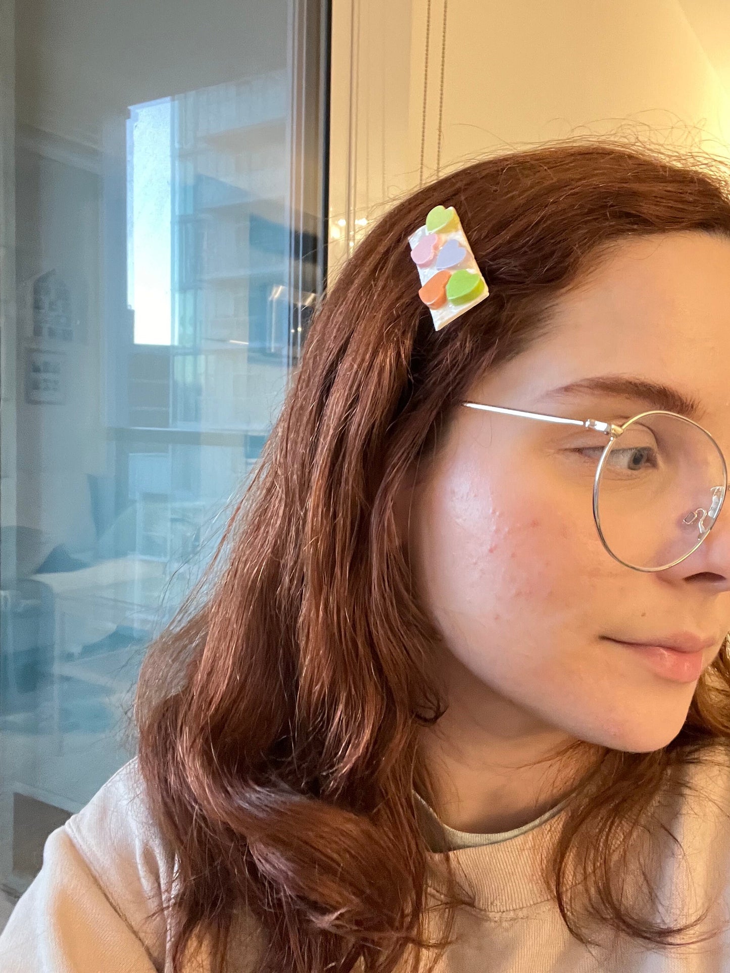pastel candy hearts hair clip