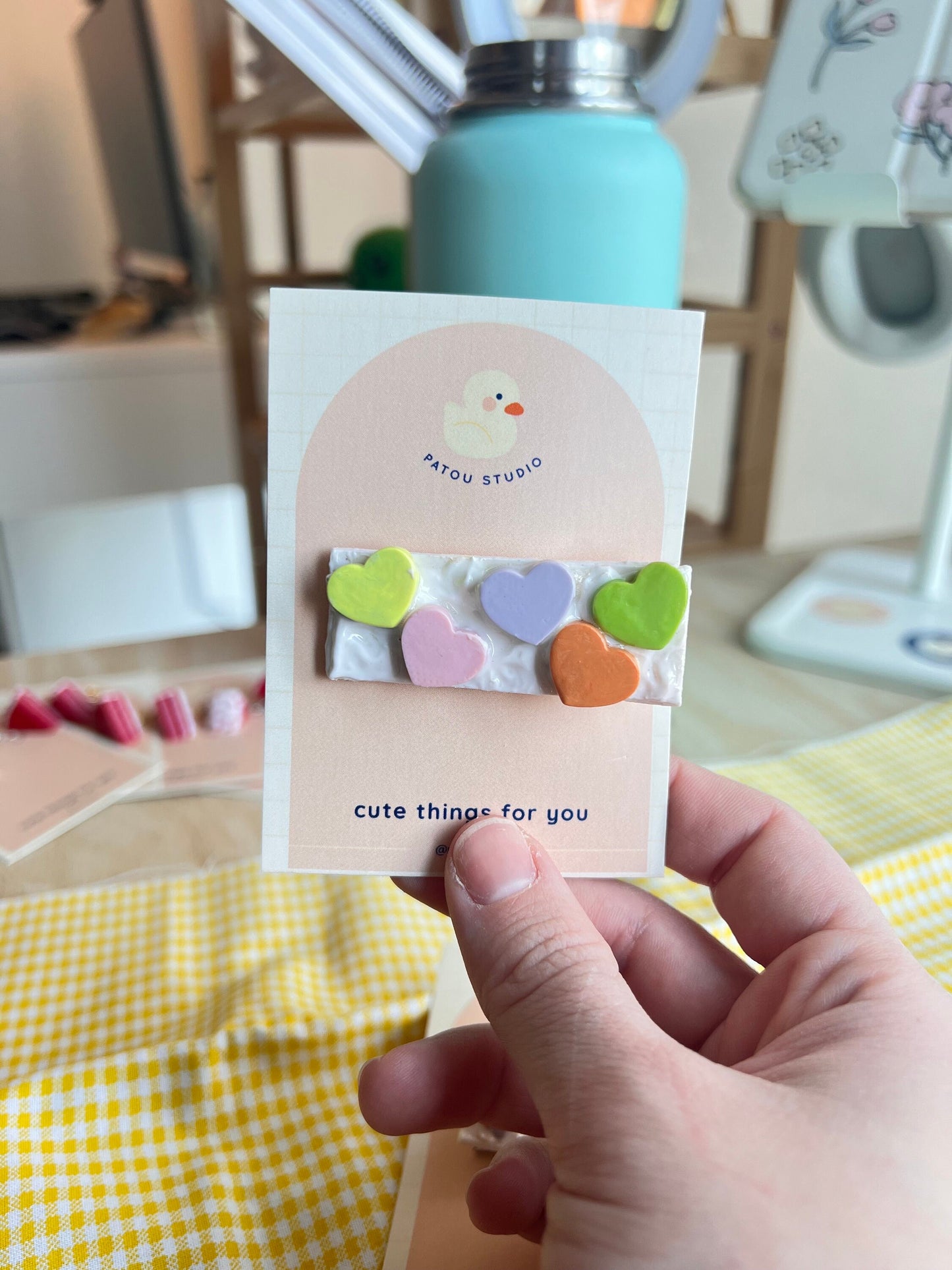 pastel candy hearts hair clip