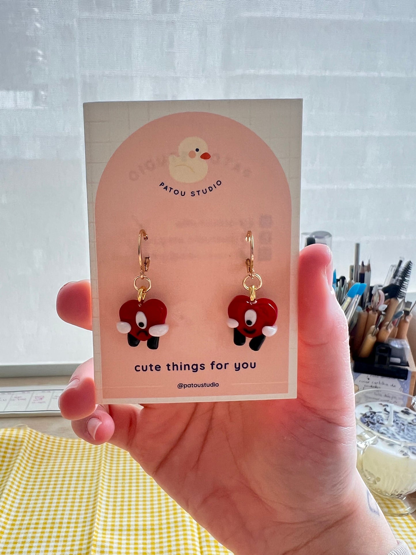 bad bunny hearts dangle earrings