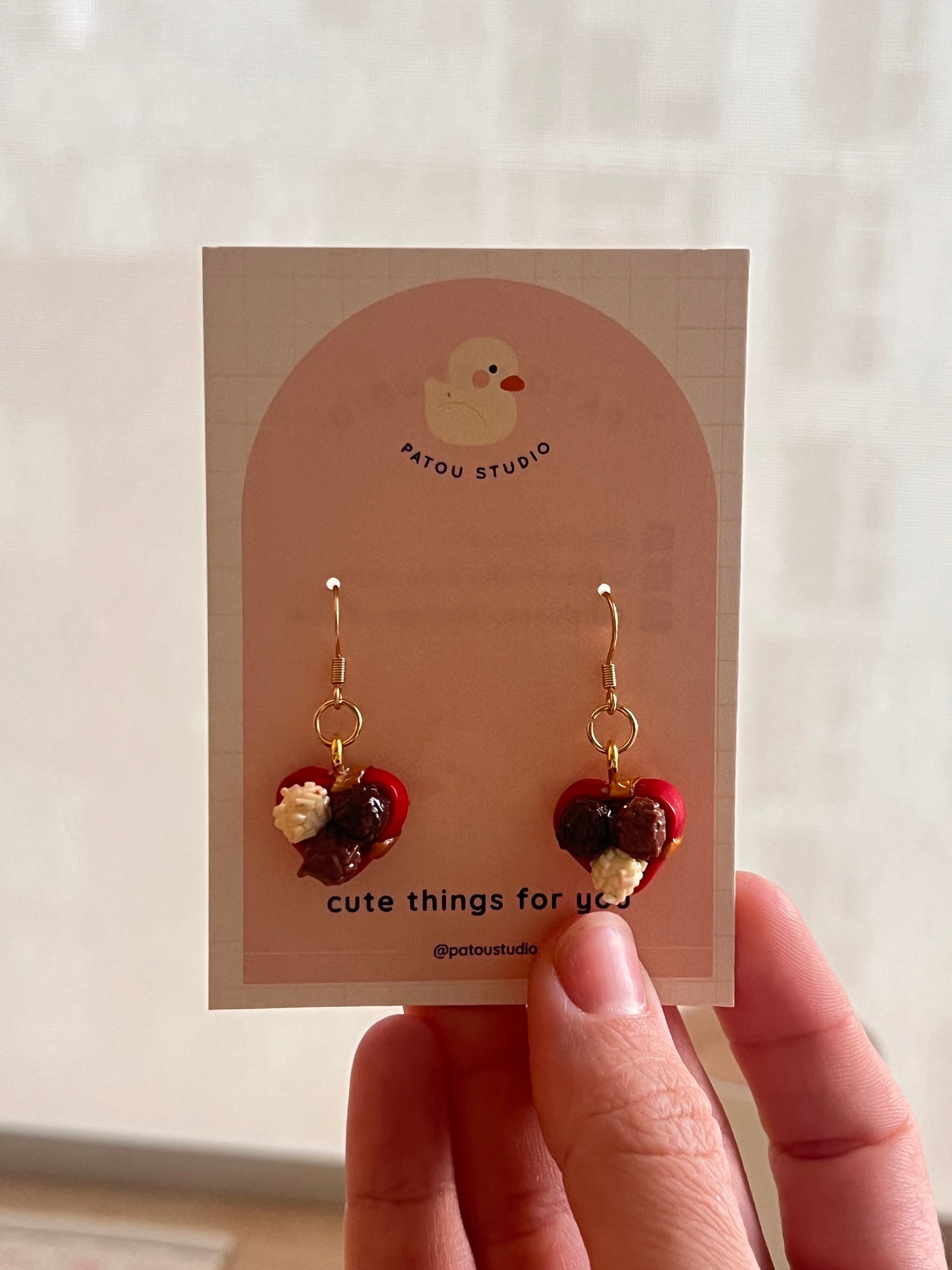 brigadeiros box heart dangle earrings
